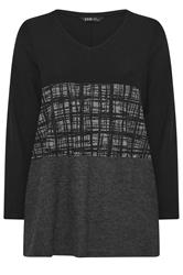 YOURS Plus Size Black Colourblock Soft Touch Top | Yours Clothing 5