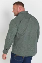 BadRhino Tailoring Big & Tall Green Geometric Print Formal Shirt | BadRhino 4