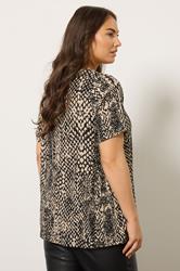 EVANS Plus Size Natural Brown Animal Markings Jersey Top | Evans 2