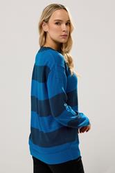 LTS Tall Blue Knitted Stripe Crew Neck Jumper | Long Tall Sally 2