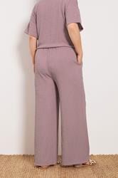 YOURS Plus Size Pink Textured Wide Leg Trousers | Yours Clothing 2