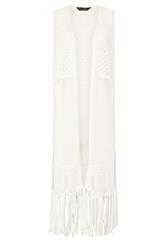 PixieGirl Petite Women's Ivory White Crochet Longline Waistcoat | PixieGirl 5