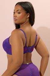 YOURS Plus Size Purple Floral Lace Padded T-Shirt Bra | Yours Clothing 4
