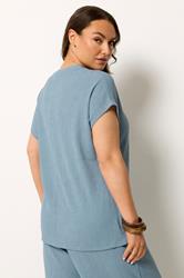 YOURS Plus Size Blue Side Knot T-Shirt 2