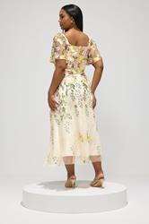 YOURS LONDON Plus Size Yellow Embroidered Floral Maxi Dress | Yours Clothing 4