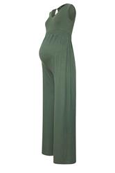 LTS Tall Maternity Khaki Green Shirred Wide Leg Jumpsuit