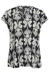 EVANS Plus Size Black Abstract Print Frill Neck Blouse | Evans 5