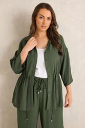 EVANS Plus Size Khaki Green Collared Shacket | Evans  3