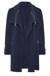 STAR Navy Blue Zip Detail Cardigan