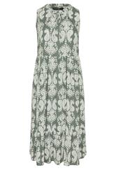 EVANS Curve Green Abstract Print Tie Neck Midi Dress