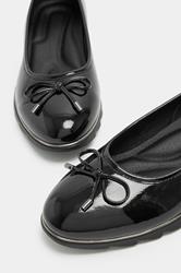 Black Patent Ballet Pumps In Wide E Fit | Yours Clothing 6