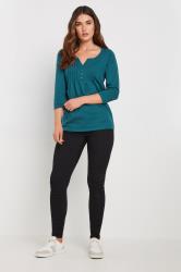 LTS Tall 2 PACK Charcoal Grey & Teal Blue Cotton Henley Tops | Long Tall Sally 2