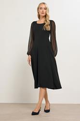 LTS Tall Black Mesh Sleeve Midi Dress | Long Tall Sally  3