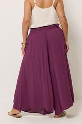 YOURS Plus Size Burgundy Red Shirred Trousers | Yours Clothing 2