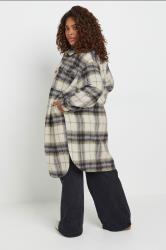 YOURS Plus Size Blue Check Print Longline Shacket | Yours Clothing 2