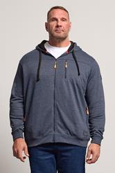 D555 Big & Tall Navy Blue Marl Zip Through Hoodie | BadRhino 3