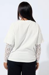 LIMITED COLLECTION Plus Size White Lace Long Sleeve T-Shirt  | Yours Clothing 2