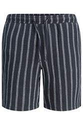 JACK & JONES Big & Tall Navy Blue & White Stripe Jogger Shorts