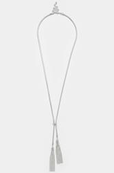 Silver Tone Double Tassel Long Necklace | Yours Clothing 3