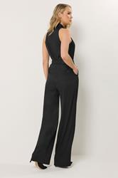 LTS Tall Women's Black Belted Open Collar Jumpsuit | Long Tall Sally 2