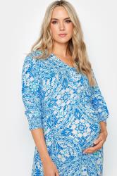 LTS Tall Maternity Blue Tile Print Tiered Midi Dress | Long Tall Sally 4