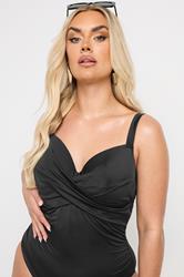 YOURS Plus Size Black Twist Front Premium Underwired Swimsuit | Yours Clothing 5