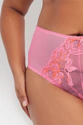 YOURS Plus Size Pink Floral Lace Mesh Full Briefs | Yours Clothing 4