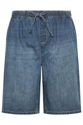 YOURS Curve Mid Blue Drawstring Shorts