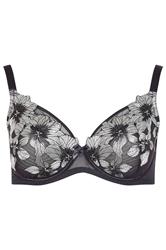 YOURS Plus Size Purple Floral Embroidered Non Padded Bra | Yours Clothing 6
