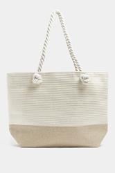 Brown & Gold Striped Rope Tote Bag