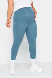 BUMP IT UP MATERNITY Plus Size Blue Acid Wash Leggings | Yours Clothing 3