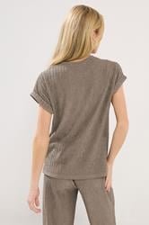 PixieGirl Petite Mocha Brown Textured Short Sleeve Top | PixieGirl 2