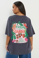 YOURS Plus Size Grey 'Fresh From The Garden' Relaxed T-Shirt | Yours Clothing 3