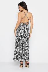 PixieGirl Petite Women's Black Zebra Print Cowl Neck Maxi Slip Dress | PixieGirl 4