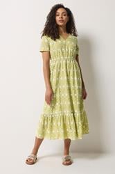 M&Co Light Green Floral Broderie Cotton Maxi Dress | M&Co 2