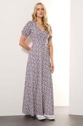 LTS Tall Berry Red Ditsy Floral Print Wrap Maxi Dress | Long Tall Sally 1