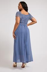 YOURS LONDON Plus Size Blue Lace Maxi Wrap Dress | Yours Clothing 2