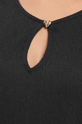 YOURS Plus Size Black Textured Keyhole Detail Top | Yours Clothing 4