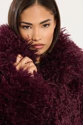 PixieGirl Petite Women's Burgundy Red Mongolian Faux Fur Jacket | PixieGirl 6