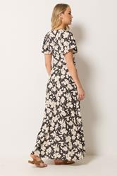 LTS Tall Women's Chocolate Brown Floral Wrap Maxi Dress | Long Tall Sally 3