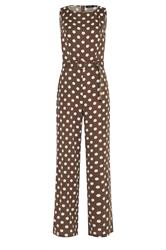 LTS Tall Chocolate Brown Polka Dot Wide Leg Jumpsuit