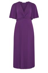 YOURS LONDON Curve Plum Purple Knot Pleated Maxi Dress