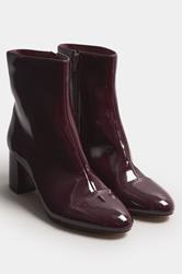 LTS Burgundy Red Patent Block Heel Ankle Boot