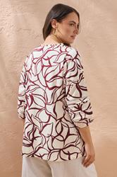EVANS Plus Size Natural Brown Abstract Floral Cotton Top | Evans 4