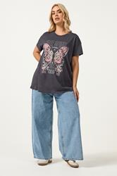 YOURS Plus Size Grey 'Free Spirit' Studded T-Shirt | Yours Clothing 1