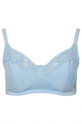YOURSET 2 PACK Curve Blue & White Cotton Lace Trim Non-Padded Non-Wired Bralettes | Yours Clothing 10