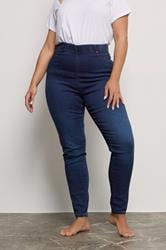 Plus Size Indigo Blue Pull On Bum Shaper LOLA Jeggings | Yours Clothing 3