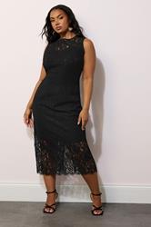 YOURS LONDON Plus Size Black Lace Midi Dress | Yours Clothing 3