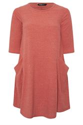 YOURS Curve Orange Drape Pocket Dress