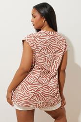 YOURS Plus Size Orange Zebra Print Oversized Boxy Vest Top | Yours Clothing 4
